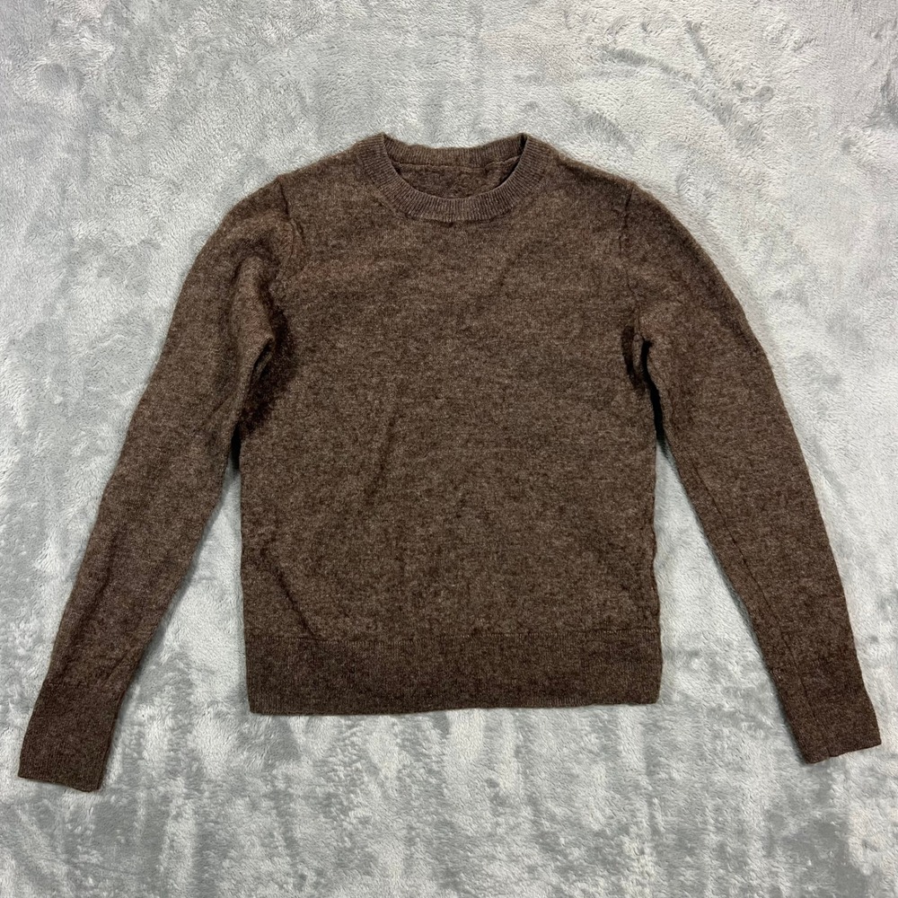 Muji Wool Yak Pullover Sweater Womens Brown Crew Neck Knit No Size Tag Fall Warm